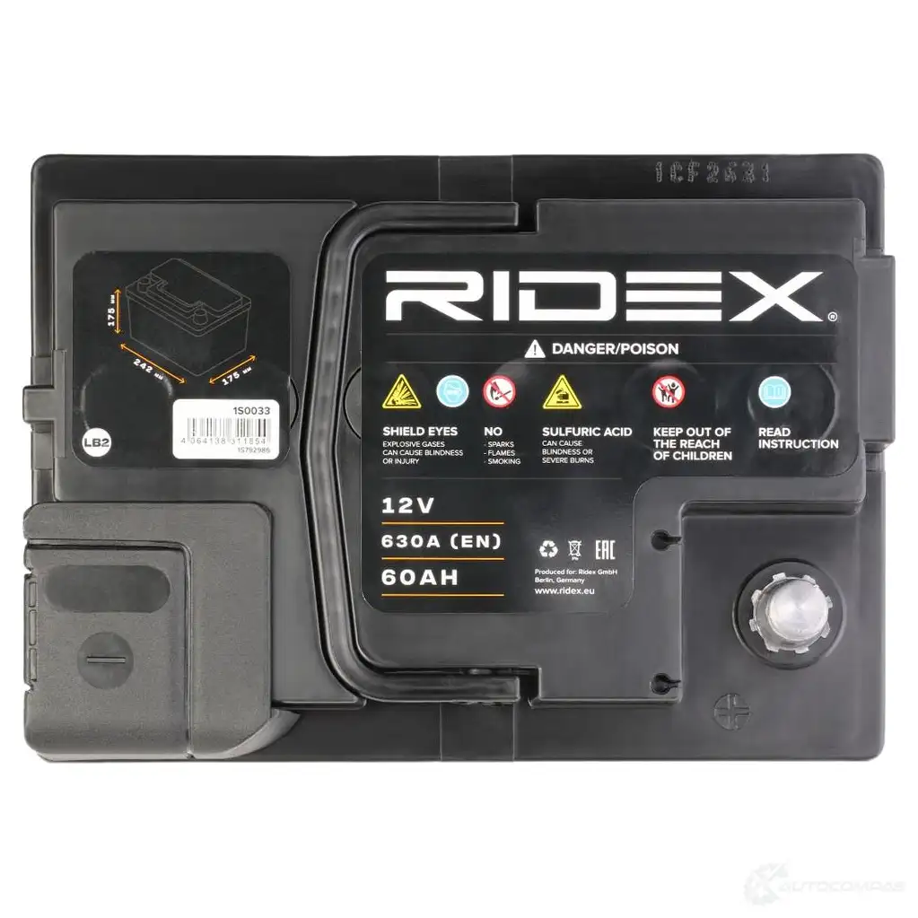 Аккумулятор RIDEX 1437728923 T0SBI 1Q 1S0033 изображение 3