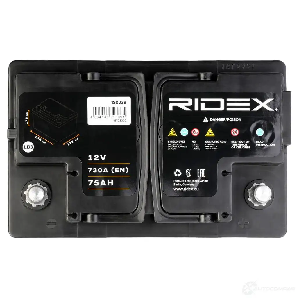 Аккумулятор RIDEX 1437728963 1S0039 OD 4CT изображение 2