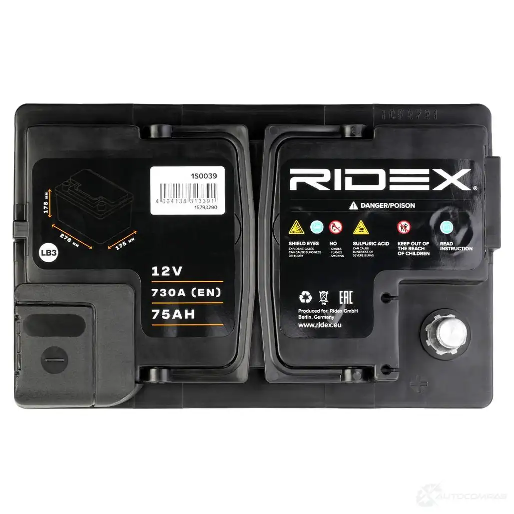 Аккумулятор RIDEX 1437728963 1S0039 OD 4CT изображение 4