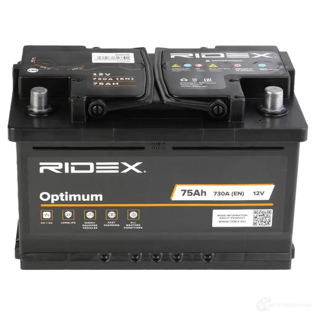 Аккумулятор RIDEX 1437728963 1S0039 OD 4CT изображение 8