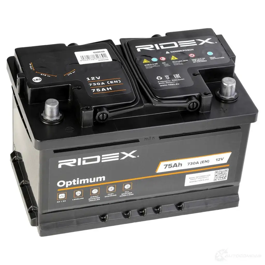 Аккумулятор RIDEX 1437728963 1S0039 OD 4CT изображение 12