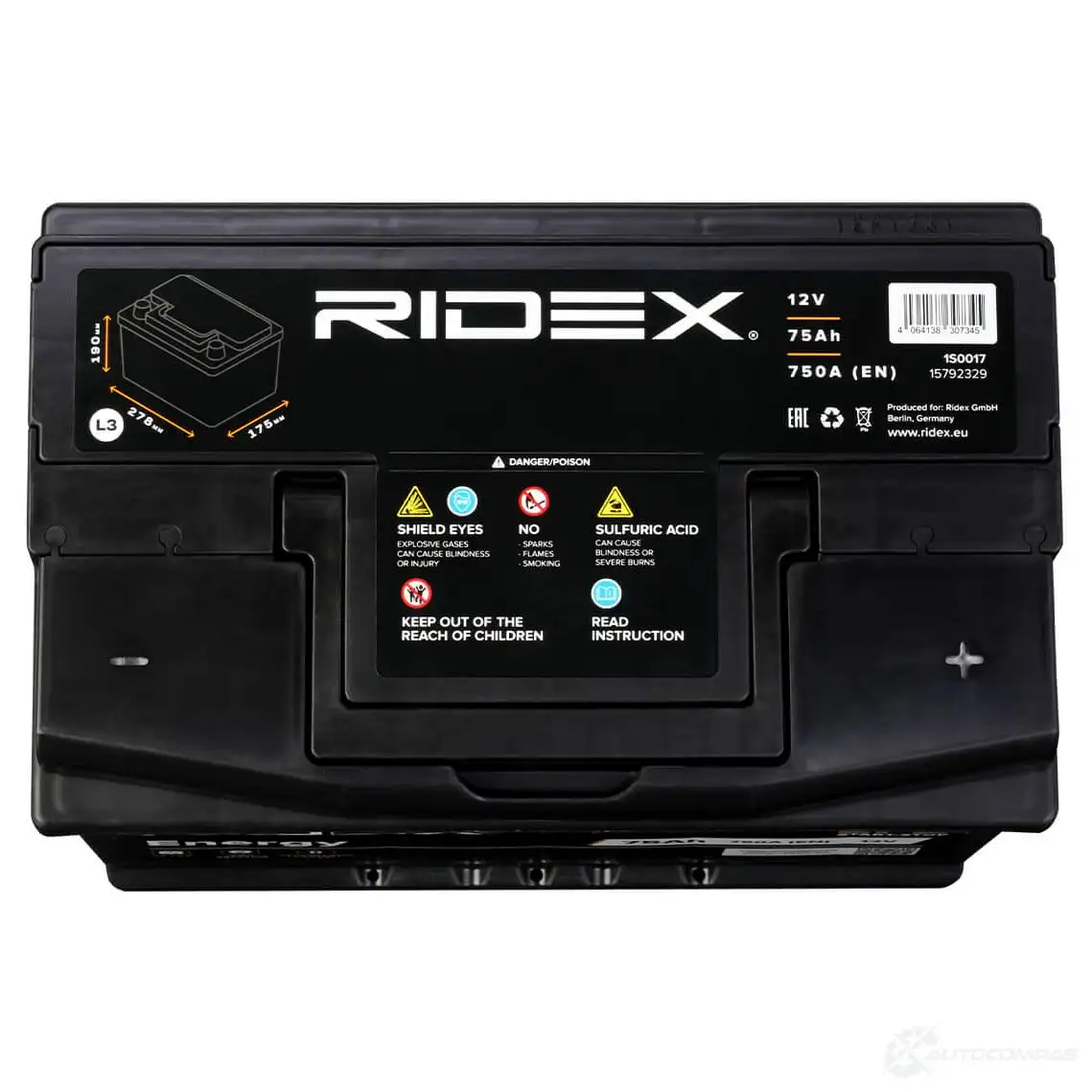 Аккумулятор RIDEX 1437728943 J9EP VJ 1S0017 изображение 3