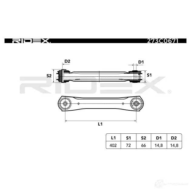 Рычаг RIDEX 273c0671 1437664515 2 LXYW7 изображение 6
