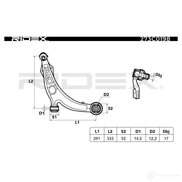 Рычаг RIDEX 273c0198 F 6X3C 1437667867 изображение 7