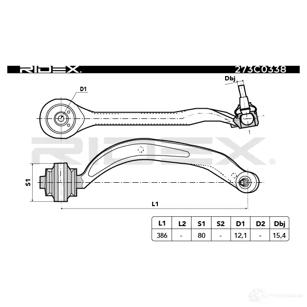 Рычаг RIDEX 1437667384 JC2P P 273c0338 изображение 1