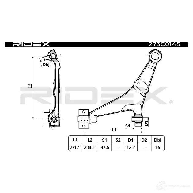 Рычаг RIDEX 273c0145 TO6DQ L 1437668124 изображение 2