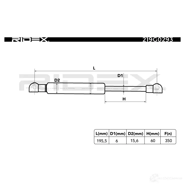 Амортизатор багажника, упор задней двери RIDEX 82UJO M 219g0293 1437668316 изображение 1