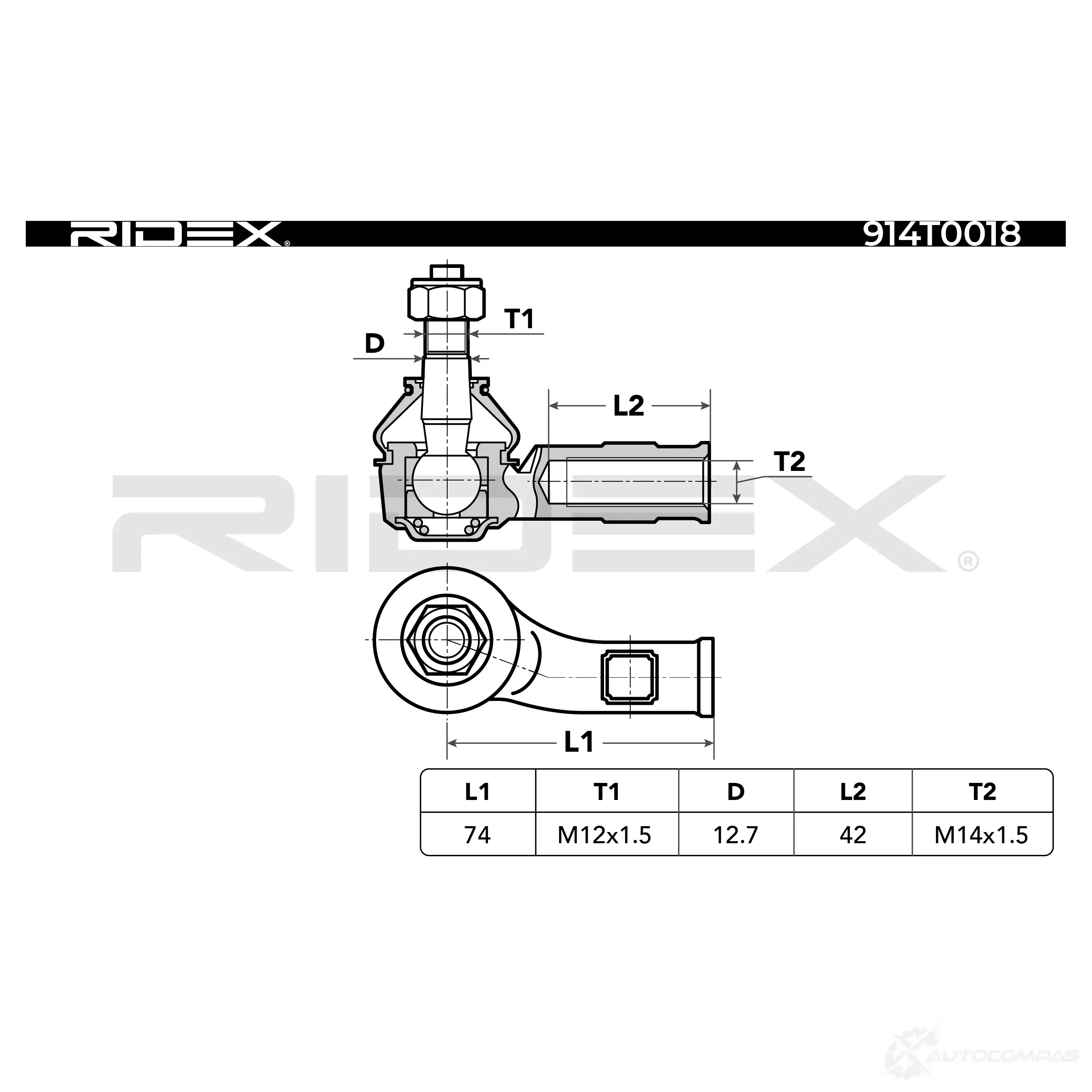 Рулевой наконечник RIDEX 914t0018 M 1BR5 1437927737 изображение 5