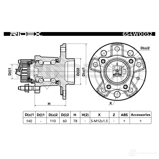 Подшипник ступицы колеса, комплект RIDEX 1437745338 J3GF GT 654w0052 изображение 4