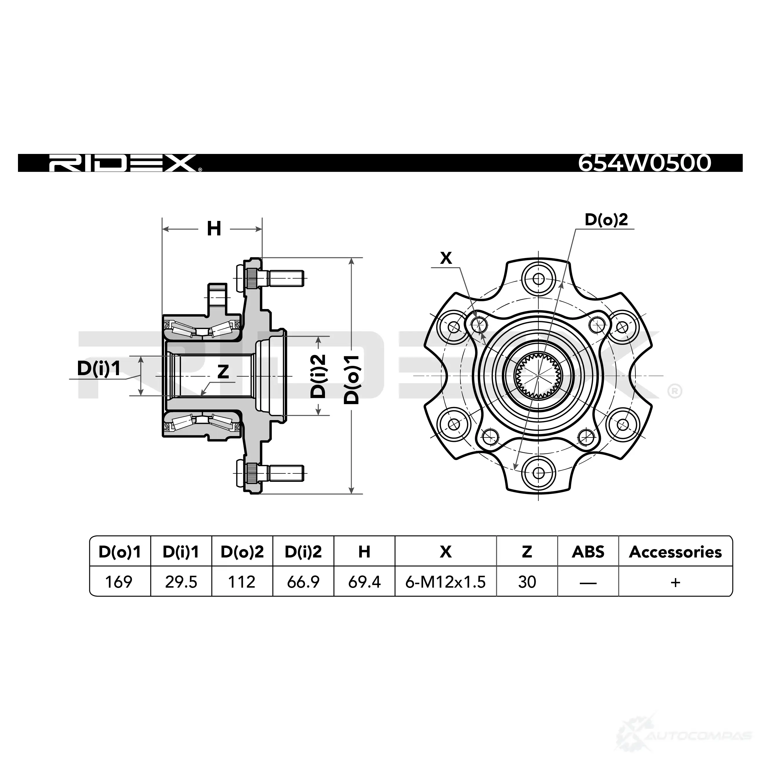 Подшипник ступицы колеса, комплект RIDEX 1437745119 654w0500 KU TZ7Z6 изображение 6