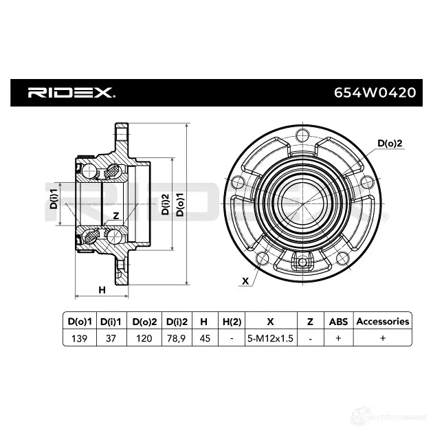 Подшипник ступицы колеса, комплект RIDEX 654w0420 1437744931 NN5 IC изображение 3