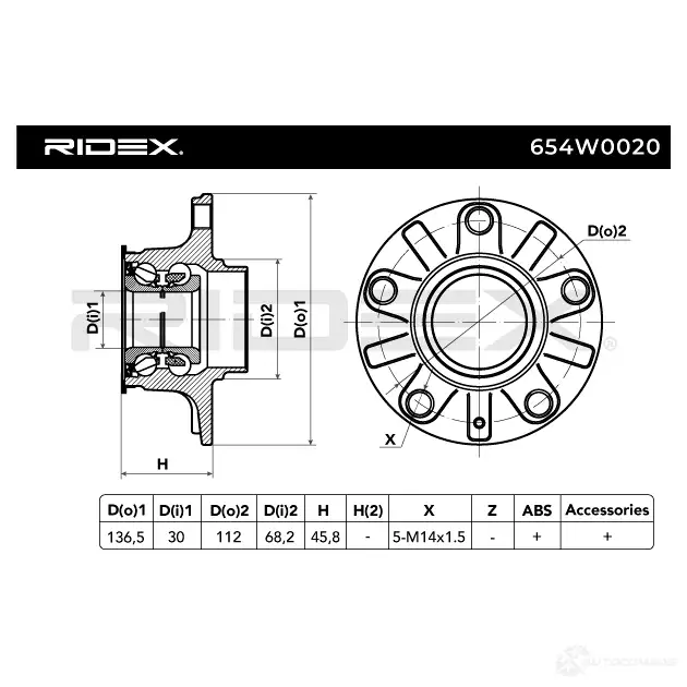 Подшипник ступицы колеса, комплект RIDEX 1437745256 654w0020 AS OCRR изображение 4