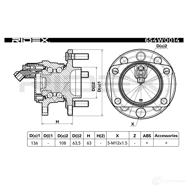 Подшипник ступицы колеса, комплект RIDEX 1437745235 654w0014 V7DL LLK изображение 2