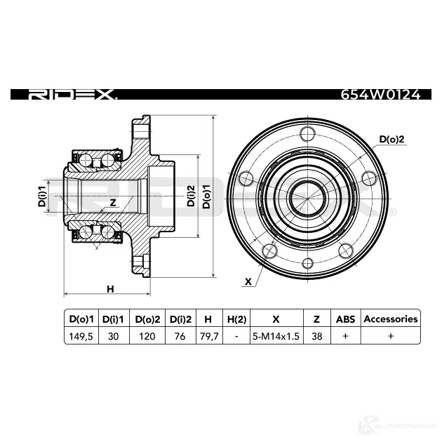 Подшипник ступицы колеса, комплект RIDEX FKIWFQ Z 1437745403 654w0124 изображение 4