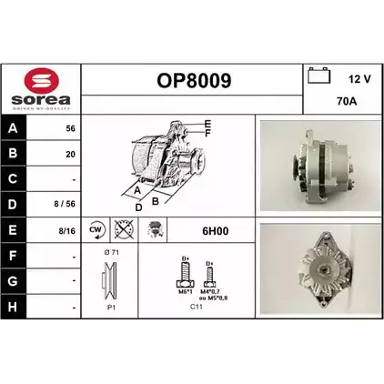 Генератор SNRA 1228716883 QA9FYPO OP80 09 OP8009
