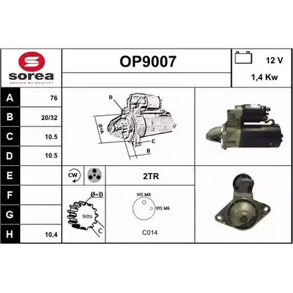 Стартер SNRA 1228718205 OP 9007 76Y2Y OP9007 изображение 0