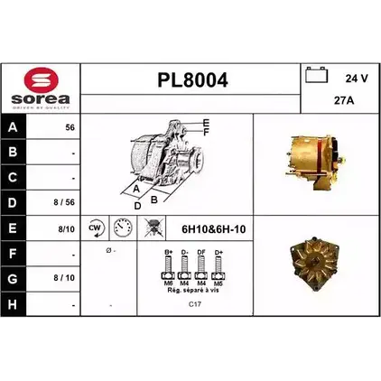 Генератор SNRA RIGLKI1 1228719793 PL8004 PL8 004 изображение 0