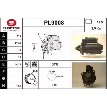 Стартер SNRA XDFRR P L9008 1228720723 PL9008 изображение 0
