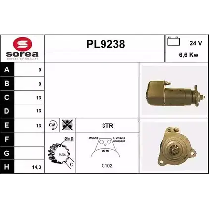 Стартер SNRA 1228721739 7YNMNZG PL 9238 PL9238 изображение 0