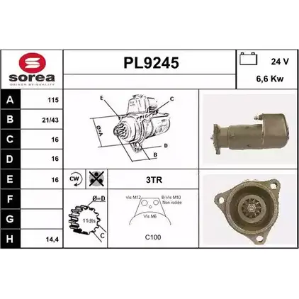 Стартер SNRA PL 9245 JITNOU 1228721761 PL9245 изображение 0