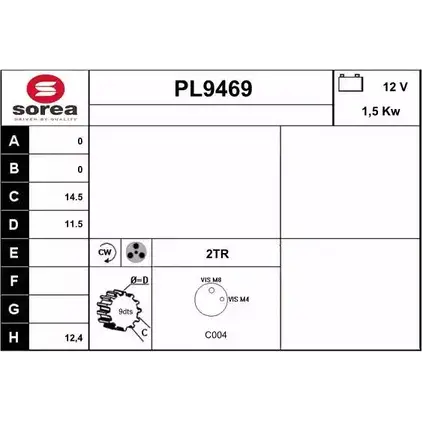 Стартер SNRA P L9469 1228722235 PL9469 ZTPQ7D изображение 0