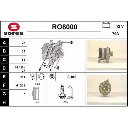 Генератор SNRA RO800 0 HDA0X33 1228725843 RO8000