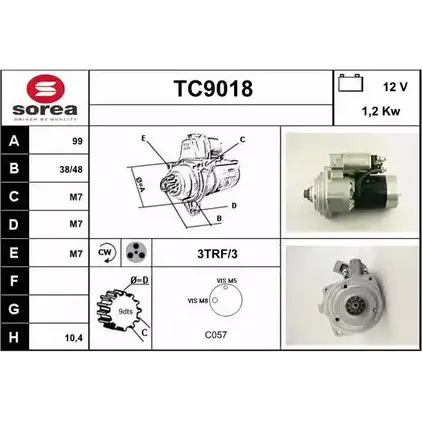 Стартер SNRA TC9018 A3YKO TC9 018 1228729535 изображение 0