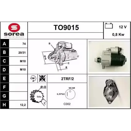 Стартер SNRA 1228731117 MYB5RM T O9015 TO9015 изображение 0