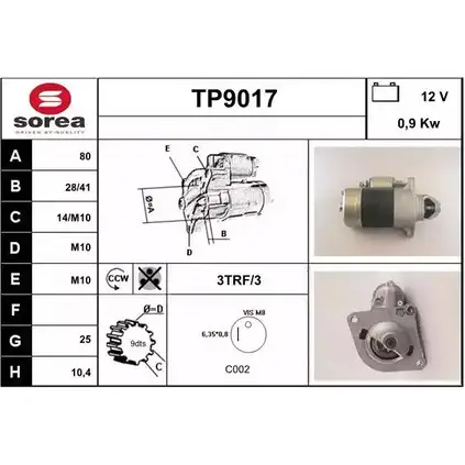 Стартер SNRA 1228732125 TP90 17 PFNEK TP9017 изображение 0