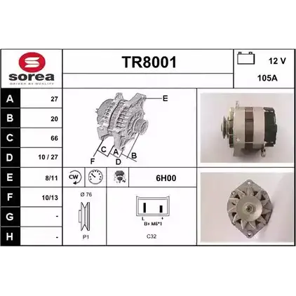 Генератор SNRA 1228732233 TR8001 0U5DRR TR 8001