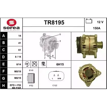 Генератор SNRA TR8195 1228732967 YFX6R TR8 195 изображение 0