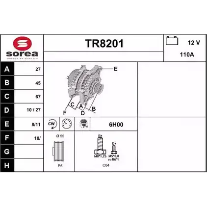 Генератор SNRA 1228733005 TR8201 TR820 1 5AOU8F1 изображение 0