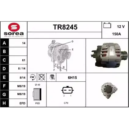 Генератор SNRA TR8245 2NI3M1R 1228733325 6XF7 JT9 изображение 0