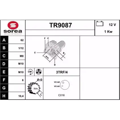 Стартер SNRA SMR SK9 1228734139 TR9087 X7BVD3I изображение 0
