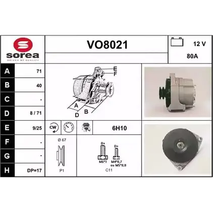 Генератор SNRA 1228735399 VO80 21 V96OGJT VO8021 изображение 0