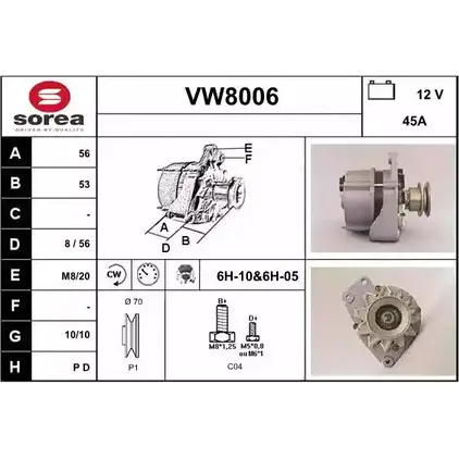 Генератор SNRA KPDZP1H V W8006 1228735697 VW8006