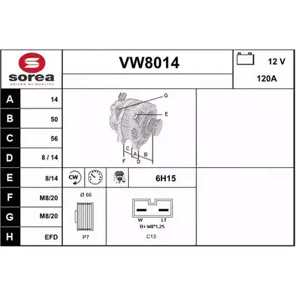 Генератор SNRA VW8 014 1228735733 VW8014 84QKQO изображение 0