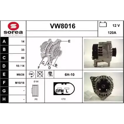 Генератор SNRA VW8016 VW80 16 9FT5VO 1228735751 изображение 0