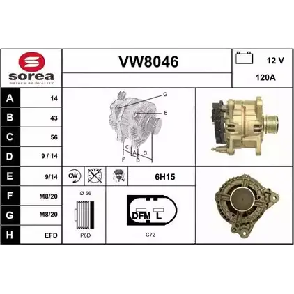Генератор SNRA 70ES9 1228735889 VW8046 VW8 046