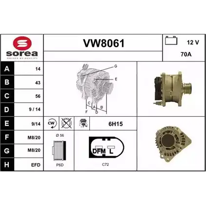 Генератор SNRA VW8061 VW 8061 1228736069 4A5SNM4 изображение 0