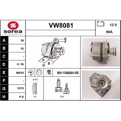 Генератор SNRA 1228736345 T7BX76U VW80 81 VW8081 изображение 0