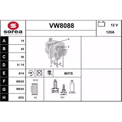 Генератор SNRA M2VFC VW8088 VW80 88 1228736431 изображение 0