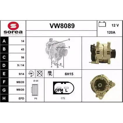 Генератор SNRA 1228736443 VW8 089 VW8089 0L8DPZS