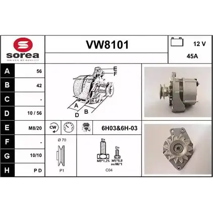 Генератор SNRA 60SM6 1228736529 VW8101 V W8101 изображение 0