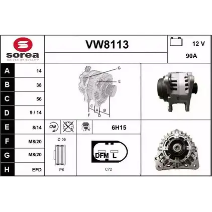 Генератор SNRA VW8113 VW811 3 67ACNNY 1228736587