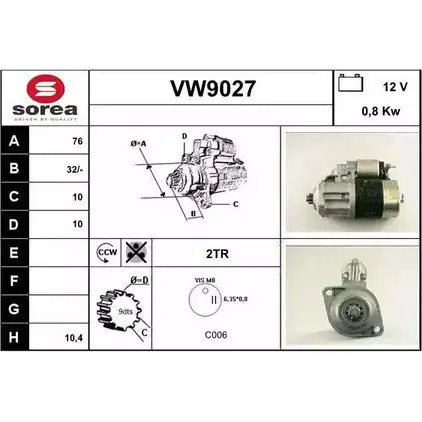 Стартер SNRA VW9027 1228736815 W383P V W9027 изображение 0