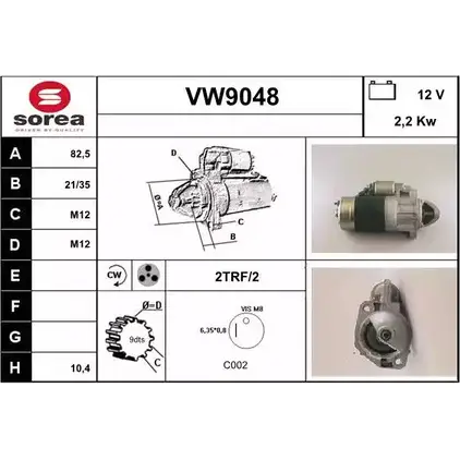 Стартер SNRA VW90 48 1228736959 4TZX2 VW9048 изображение 0