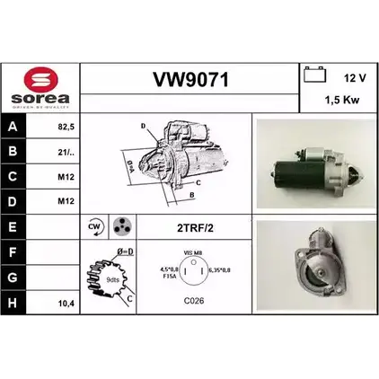 Стартер SNRA VW9071 VW 9071 F18042 1228737115 изображение 0
