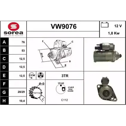 Стартер SNRA HCI04 1228737133 VW9076 VW90 76