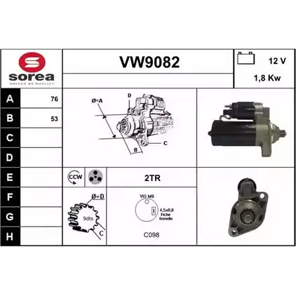 Стартер SNRA V W9082 1228737175 VW9082 5QR1EW изображение 0